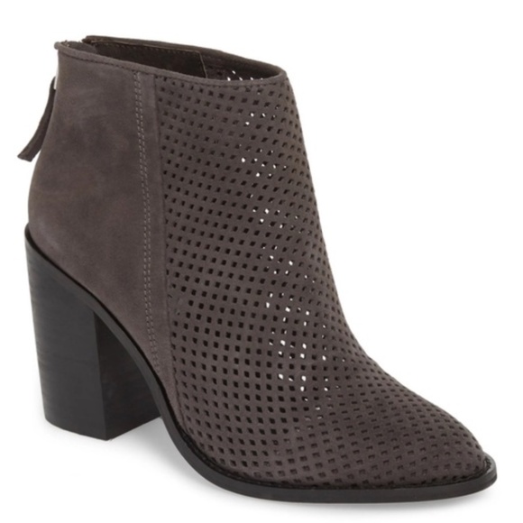 Steve Madden Shoes - Steve Madden Gray Block Ankle Boot Rumble Perforated Size 10 Suede Leather Shoe